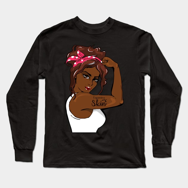 Expensive Skin Black Women Long Sleeve T-Shirt by Caskara